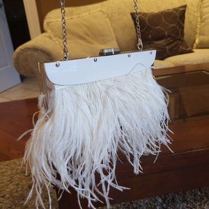 BCBGMAXAZRIA Catarina Ostrich feather clutch